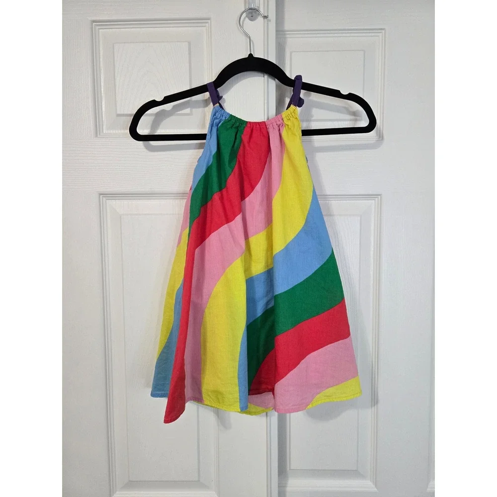 Mini Boden Girls Rainbow Wave Sundress Multi Color Cotton Dress 4-5Y 110cm